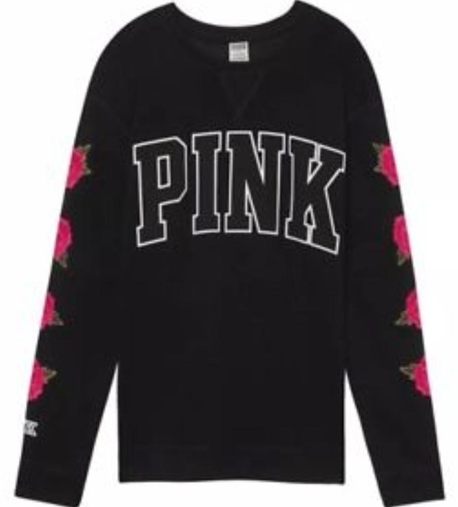 VS PINK black rose crew